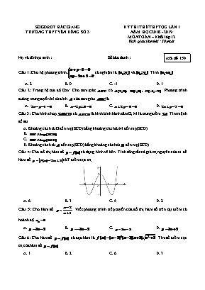 Đề thi thử THPT Quốc gia môn Toán lần 1 - Mã đề 159 - Năm học 2018-2019 - Trường THPT Yên Dũng số 3 (Có đáp án)